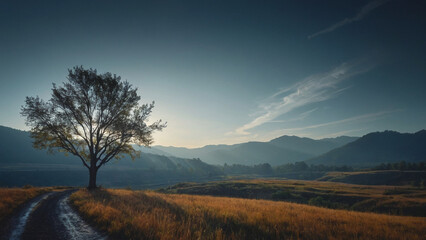 Fototapeta premium AI-Generated Photo Capturing the Tranquil Beauty of Nature