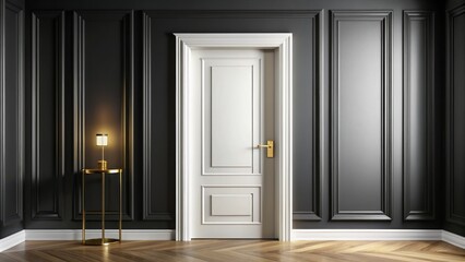 Luxe Golden Hinge Sleek Modern Glossy High Contrast Black White Doorway
