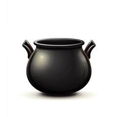 Black cauldron isolated on white background.