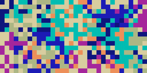 Abstract geometric pixel pattern with vibrant colors 80s. Perfect for backgrounds, design elements, or textile prints.
