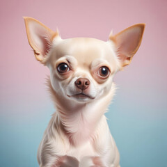Obraz premium Portrait of chihuahua on blue and pink background