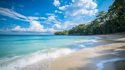 Imagine swimming in a serene bay, the calm waters perfect for a relaxing swim.