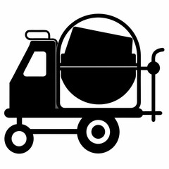 Cement mixer Black silhouette