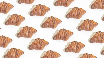 pattern of croissant, cakre isolated on white background
