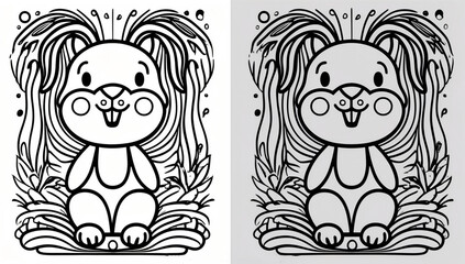 Obraz premium Coloring page, cute bunny