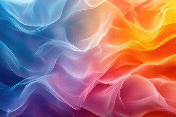 Obraz premium Colorful transparent fabric flowing and forming wavy shapes