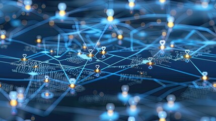 A vibrant display of digital connections over a world map highlights an interconnected network of data points and communication links SEAMLESS PATTERN