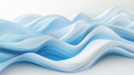 Fototapeta premium Elegant blue wave pattern on a simple white surface. Premium wave background for banners, generative ai
