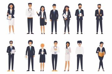 Set of business people concept illustrations. Flat design style  for graphic and web design, business presentation and marketing material, Generative AI