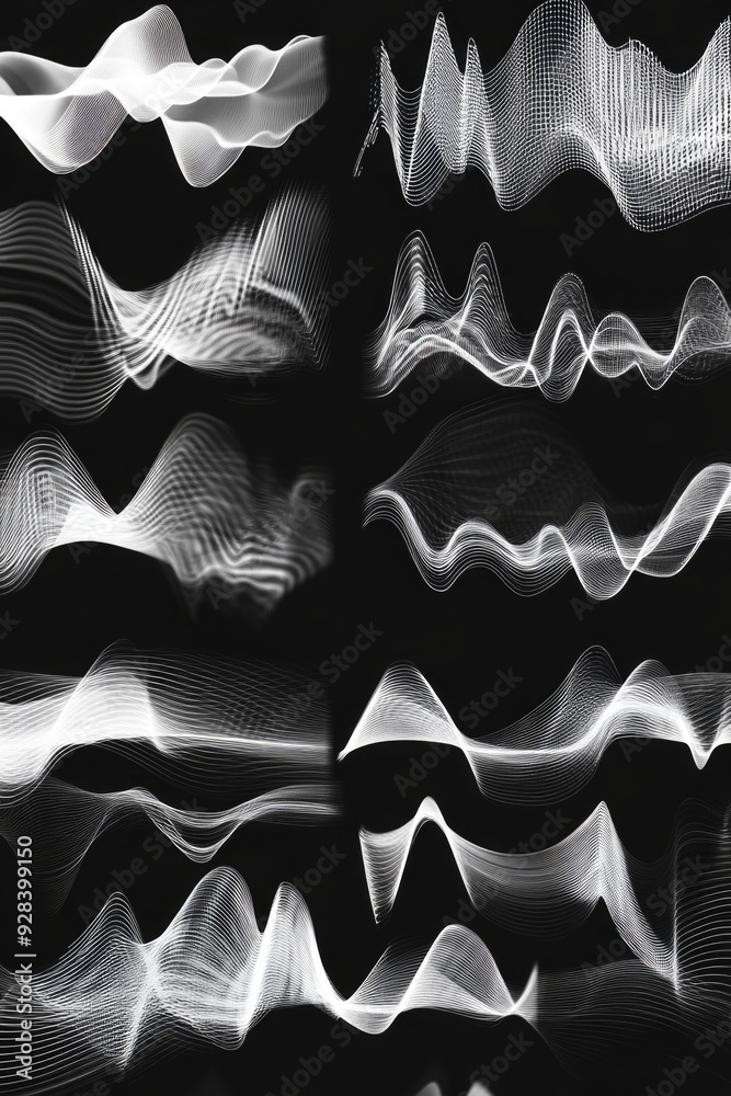 Poster wavy black and white lines