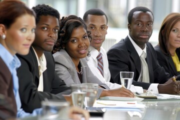 Fototapeta premium Multiethnic business people in meeting, Generative AI