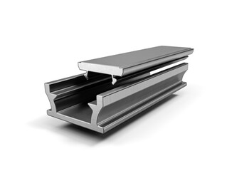 Sleek Grey Extruded Aluminum Profile Perfect For Doors And Windows Making Concept 3d Illustration