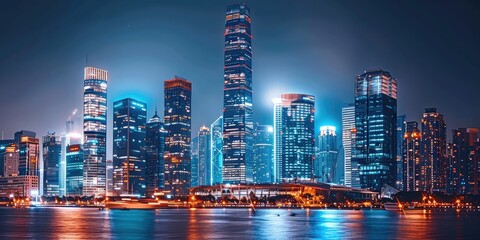 Obraz premium Cityscape at Night, Bokeh Texture Background, Blurry Street Banner, City Light Nightlife Mockup