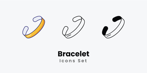 Bracelet icons thin line and glyph vector icon stock illustration