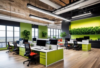 dynamic workspace showcasing sleek modern trendy contemporary design elements inspiring work environment, accessories, aesthetics, ambiance, arrangement