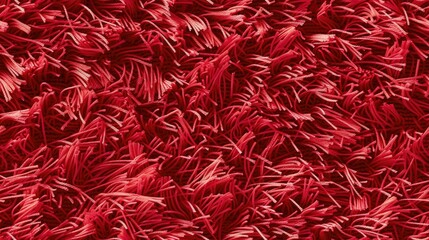 Fototapeta premium A textured bright red rug is placed on a wooden floor, enhancing the lively ambiance of a cozy living room SEAMLESS PATTERN