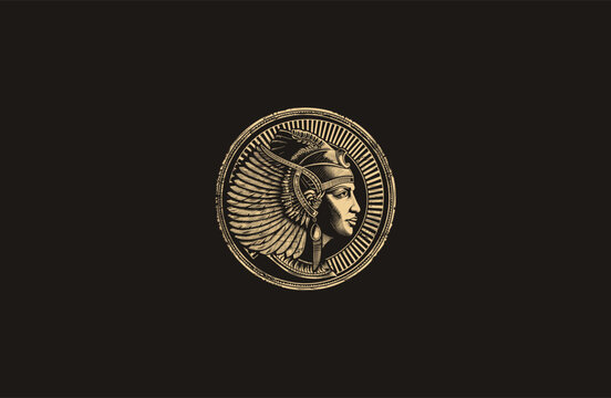Queen cleopatra engraving vintage style design vector illustration