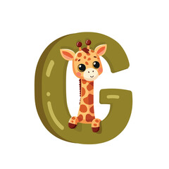 g is for giraffe english alphabet upper case flashcard	

