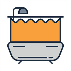 Bathtub icon vector or logo illustration flat color style