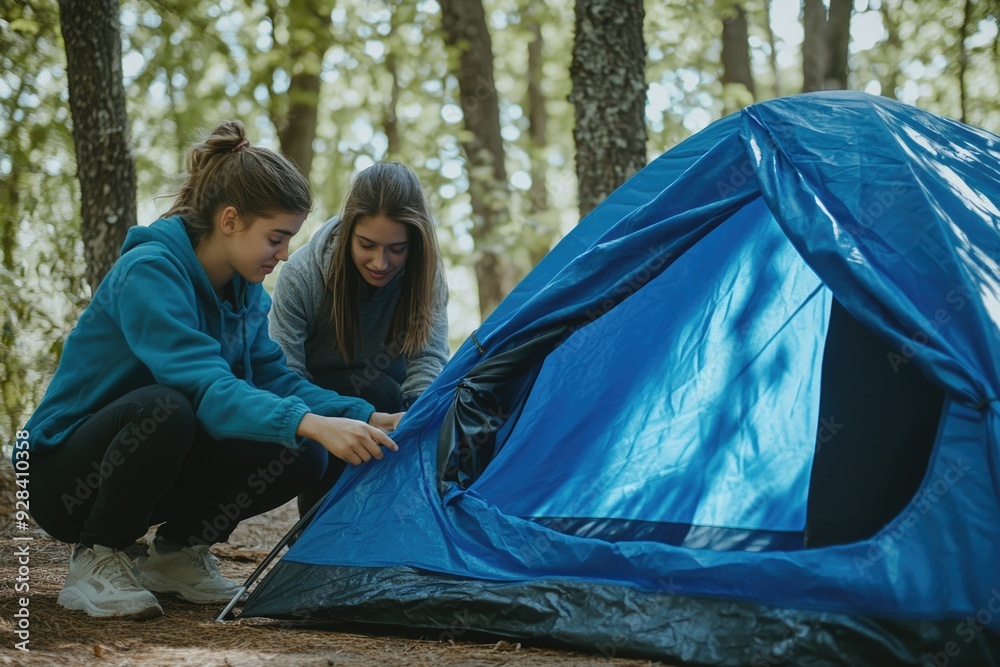 Wall mural Tent Setup in Woods