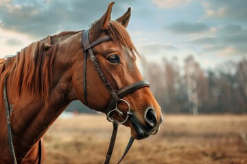 Naklejka premium Gorgeous horse with saddle and lead rope