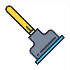 Plunger icon. Simple color, flat, filled outline style. Sink, toilet, pump, plumber, suction, unclog, bathroom concept. Sign symbol design. Vector illustration
