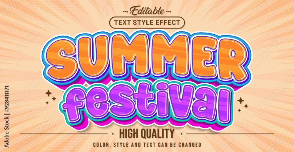 Poster Editable text style effect - Summer Festival text style theme.