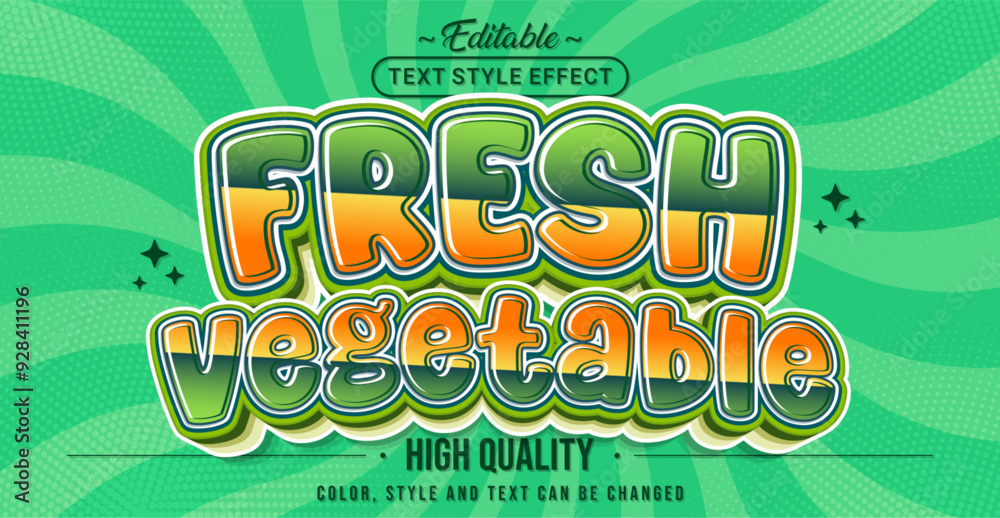 Aufkleber Editable text style effect -  Fresh Vegetable text style theme.