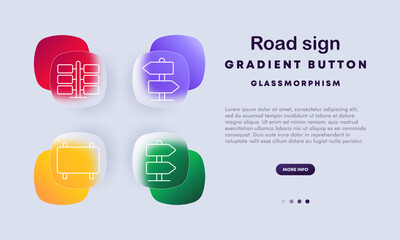 Obraz premium Road sign set icon. Direction signs, road signs, street board, traffic light, navigation, street, direction, transportation, road safety, traffic control.