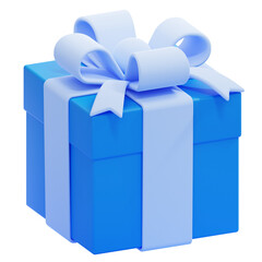 PNG 3D Blue Gift Box icon isolated on a white background