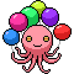 pixel art of octopus air balloon
