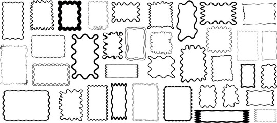 Squiggle frame, wavy border, collection of hand drawn, decorative borders, black and white frames, abstract frame designs