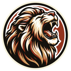 Fierce roaring lion illustration in bold earthy colors, modern decor, wildlife symbolism