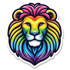 Vibrant lion head vector illustration, multicolored, for decorative prints, posters, stickers