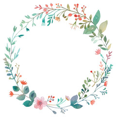Obraz premium PNG Floral watercolor wreath illustration