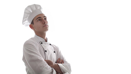 Young male chef isolated on white