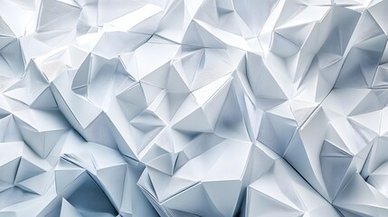 55. Futuristic 3D wall art featuring sleek, angular shapes and translucent surfaces in a sophisticated geometric pattern on white.