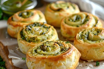 Puff pastry with pesto sauce
