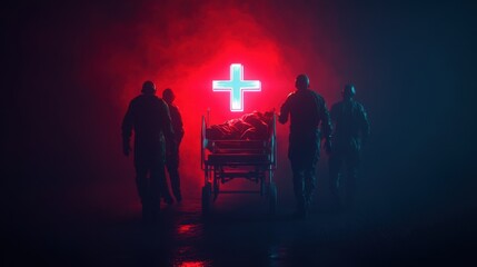 Advanced Urgent Trauma Care Concept - 3D Illustration of Emergency Medical Team in Action