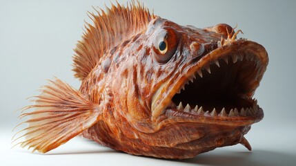 Fototapeta premium Close-up of a Red Fish with Sharp Teeth