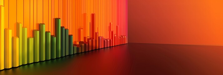 Obraz premium A colorful 3D abstract bar chart with a gradient background. This image symbolizes growth, progress, data visualization, and abstract art.