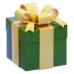 PNG 3D Green Gift Box icon isolated on a white background