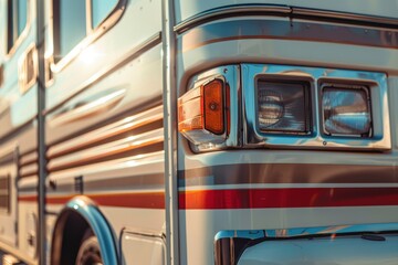 Fototapeta premium RV Road Trip Class C Motorhome Adventure American Road Vacation
