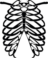 Rib cage silhouette. Black human anatomy bones