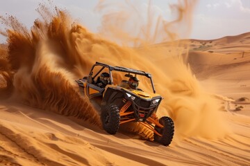Sand dune offroading in UTV rally buggy