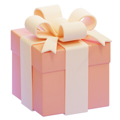 PNG 3D Peach Gift Box icon isolated on a white background