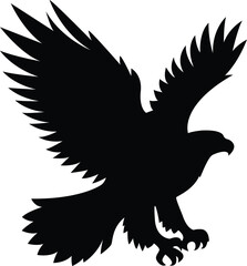 Eagle Vector Illustration, Black and White Silhouettes. Perfect for Logos, Designs, and More.  Eagle black design. Vector illustration