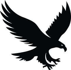 Eagle Vector Illustration, Black and White Silhouettes. Perfect for Logos, Designs, and More.  Eagle black design. Vector illustration