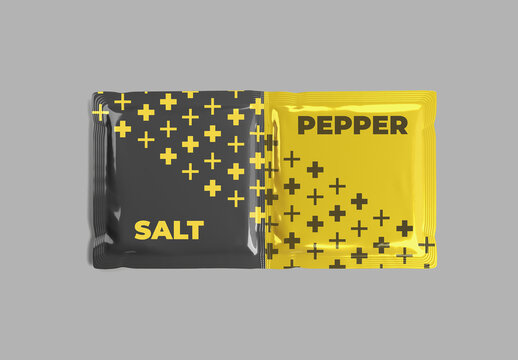 Front View of Salt and Pepper Sachet Packaging Mockup