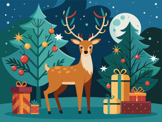 Christmas deer illustration generated by ai